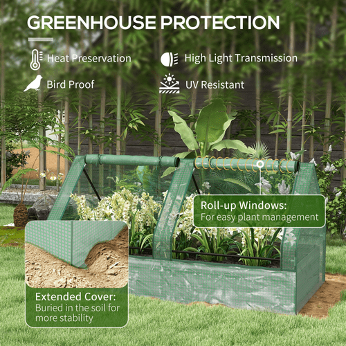 Outsunny Dual - Tier Raised Garden Bed with Greenhouse & UV - Resistant Cover - plants - express.com