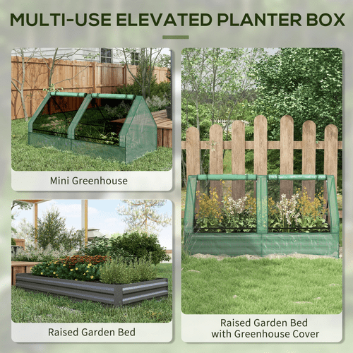 Outsunny Dual - Tier Raised Garden Bed with Greenhouse & UV - Resistant Cover - plants - express.com
