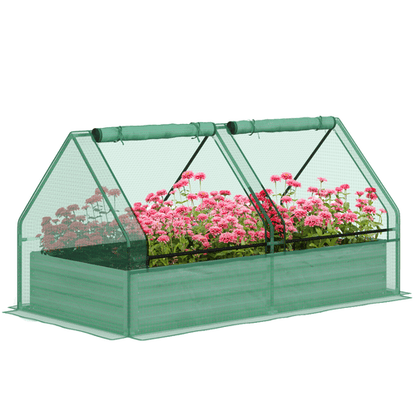 Outsunny Dual - Tier Raised Garden Bed with Greenhouse & UV - Resistant Cover - plants - express.com