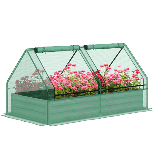 Outsunny Dual - Tier Raised Garden Bed with Greenhouse & UV - Resistant Cover - plants - express.com