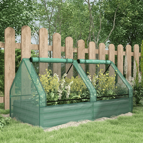 Outsunny Dual - Tier Raised Garden Bed with Greenhouse & UV - Resistant Cover - plants - express.com