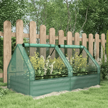 Outsunny Dual - Tier Raised Garden Bed with Greenhouse & UV - Resistant Cover - plants - express.com