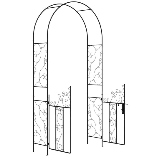 Outsunny Elegant Metal Garden Arch with Double Gate for Climbing Plants - plants - express.com