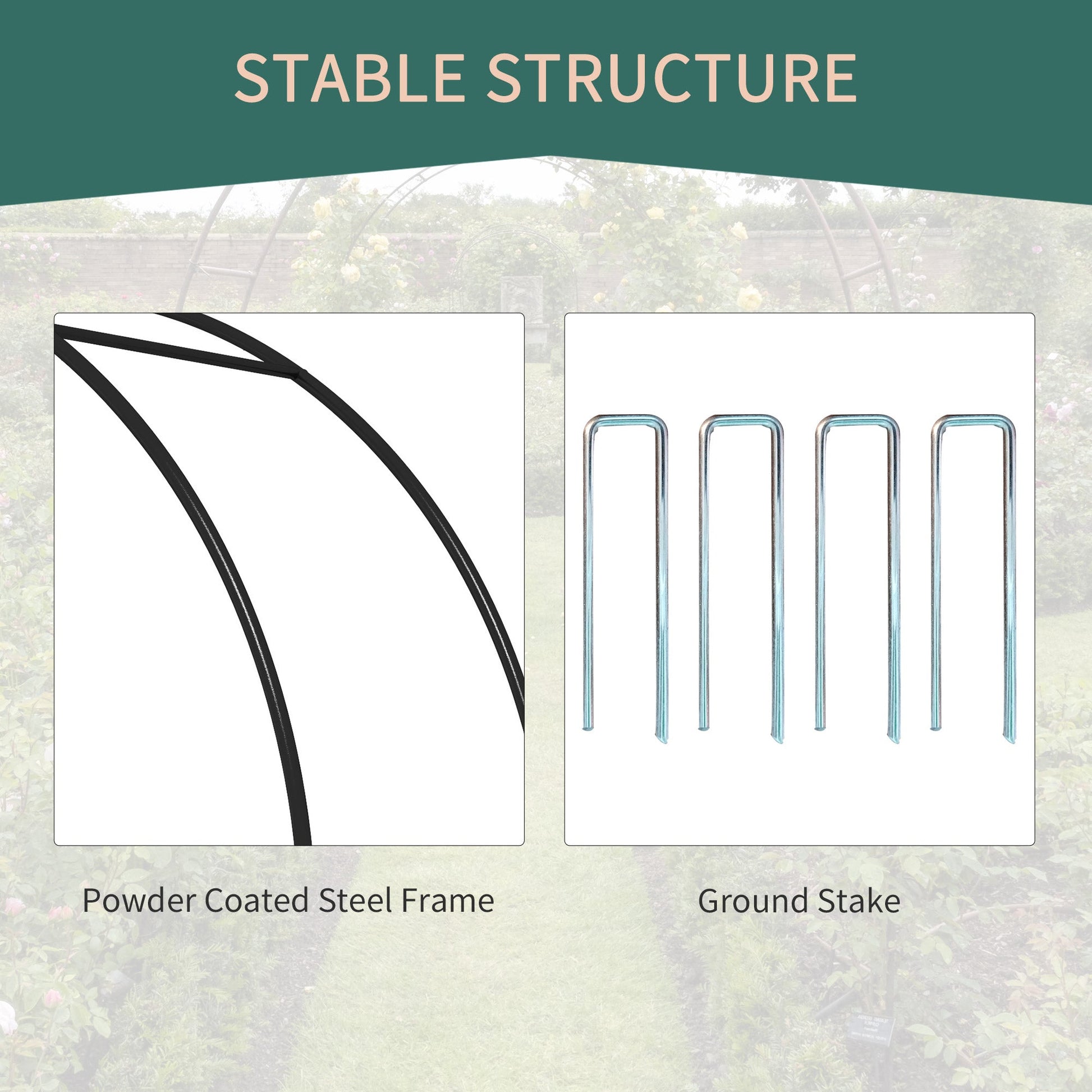 Outsunny Elegant Metal Garden Arch with Double Gate for Climbing Plants - plants - express.com