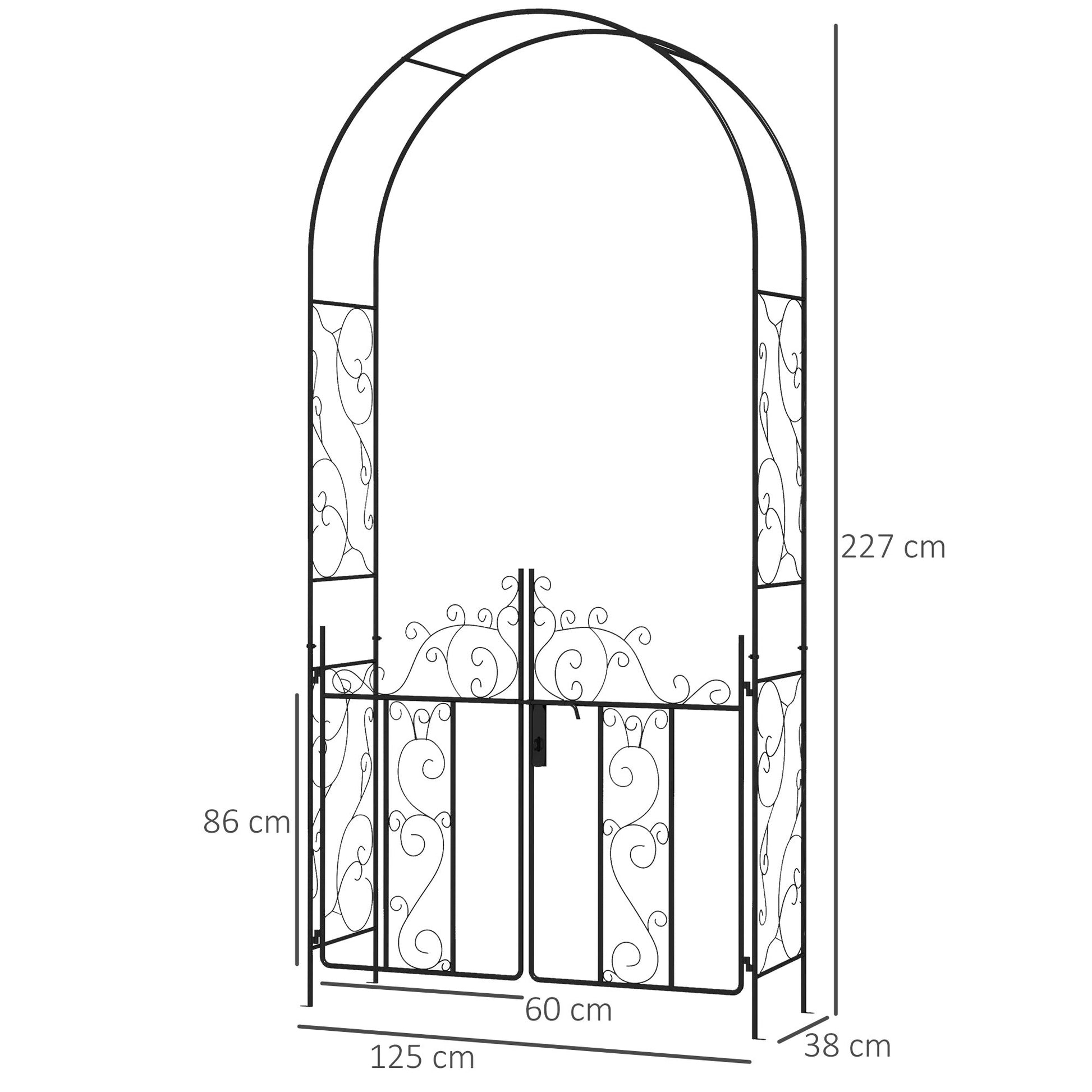 Outsunny Elegant Metal Garden Arch with Double Gate for Climbing Plants - plants - express.com