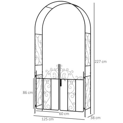 Outsunny Elegant Metal Garden Arch with Double Gate for Climbing Plants - plants - express.com