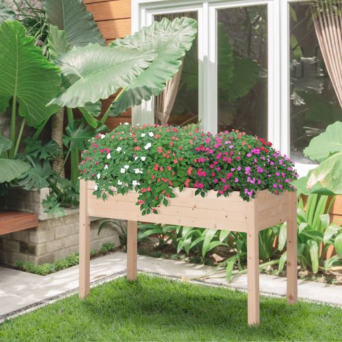 Outsunny Elevated Fir Wood Garden Planter Bed - Nurture Your Green Oasis - plants - express.com