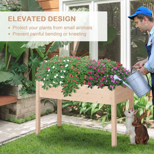Outsunny Elevated Fir Wood Garden Planter Bed - Nurture Your Green Oasis - plants - express.com
