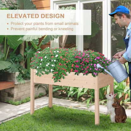 Outsunny Elevated Fir Wood Garden Planter Bed - Nurture Your Green Oasis - plants - express.com