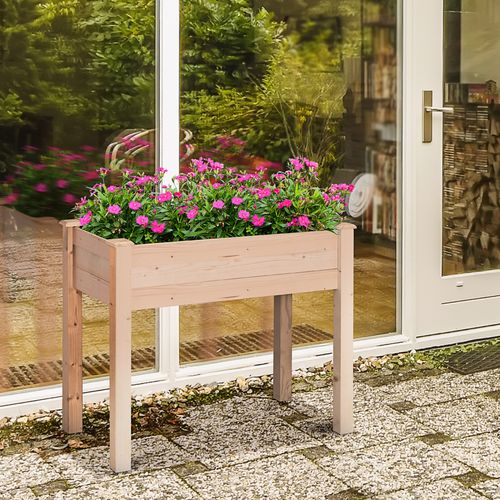 Outsunny Elevated Fir Wood Garden Planter Bed - Nurture Your Green Oasis - plants - express.com