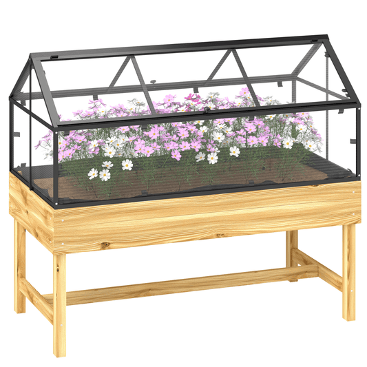 Outsunny Elevated Garden Bed with Polycarbonate Cover & Ventilated Design - plants - express.com