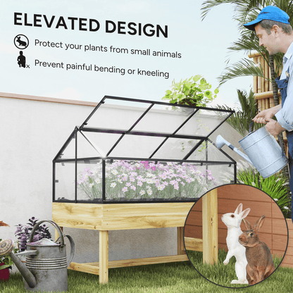 Outsunny Elevated Garden Bed with Polycarbonate Cover & Ventilated Design - plants - express.com