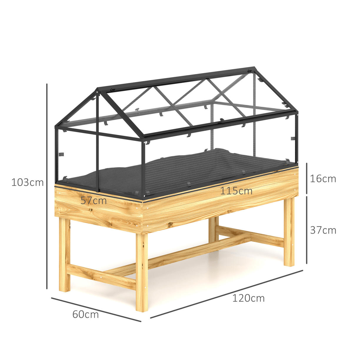 Outsunny Elevated Garden Bed with Polycarbonate Cover & Ventilated Design - plants - express.com