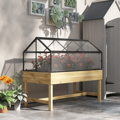Outsunny Elevated Garden Bed with Polycarbonate Cover & Ventilated Design - plants - express.com