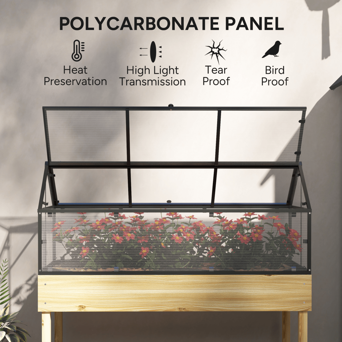 Outsunny Elevated Garden Bed with Polycarbonate Cover & Ventilated Design - plants - express.com