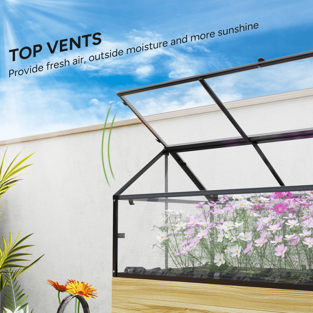Outsunny Elevated Garden Bed with Polycarbonate Cover & Ventilated Design - plants - express.com