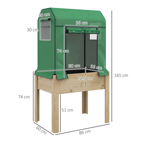 Outsunny Elevated Wooden Planter with Greenhouse Cover - Grow Tall & Thrive! - plants - express.com