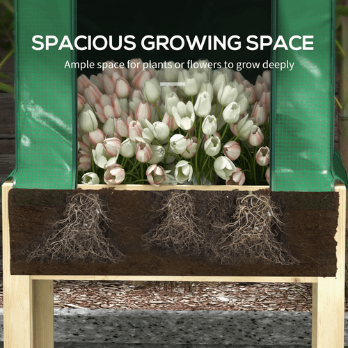 Outsunny Elevated Wooden Planter with Greenhouse Cover - Grow Tall & Thrive! - plants - express.com
