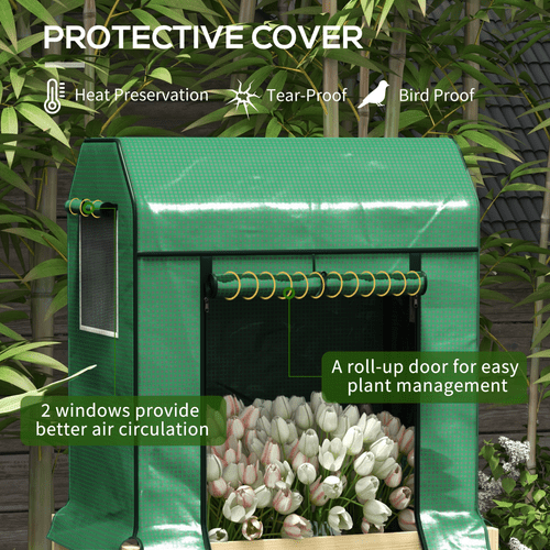 Outsunny Elevated Wooden Planter with Greenhouse Cover - Grow Tall & Thrive! - plants - express.com