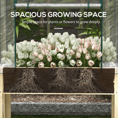 Outsunny Elevated Wooden Planter with Greenhouse Cover & Liner - Grow Taller! - plants - express.com