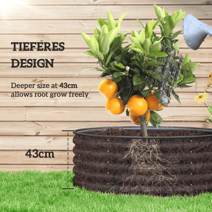 Outsunny Galvanised Planter with Gloves - 120x120x43 cm, Dark Grey - plants - express.com