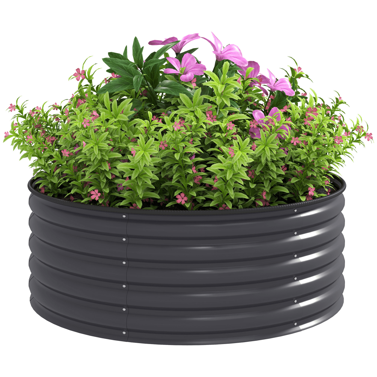Outsunny Galvanised Planter with Gloves - 120x120x43 cm, Dark Grey - plants - express.com