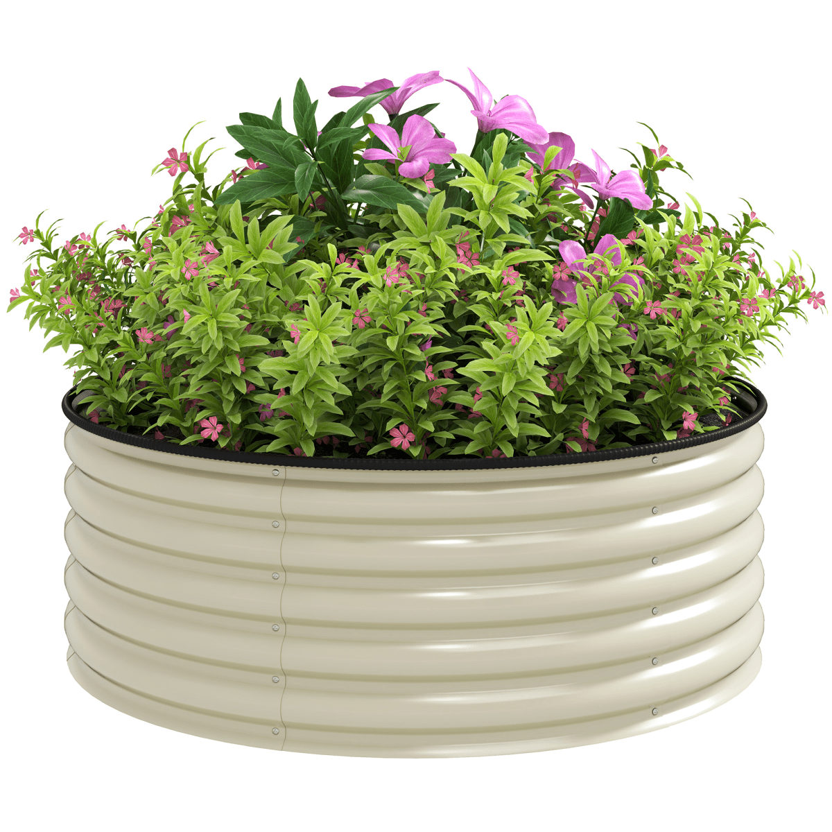 Outsunny Galvanised Planter with Gloves - 120x120x43 cm, Dark Grey - plants - express.com
