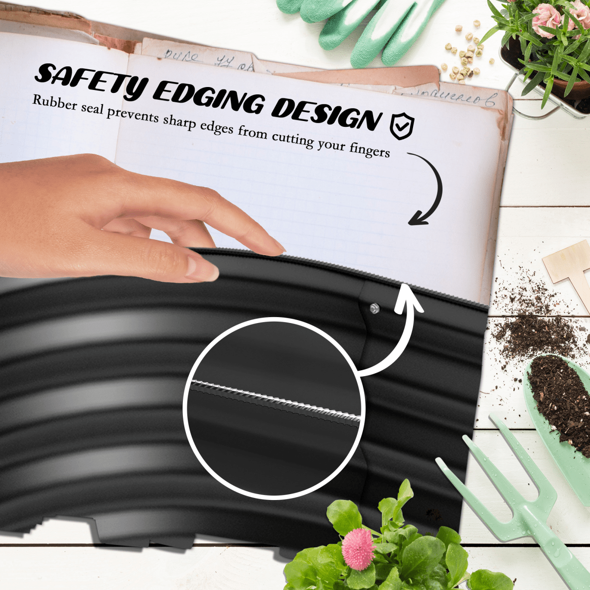 Outsunny Galvanised Raised Garden Bed Planter Box with Safety Edging, Dark Grey - plants - express.com