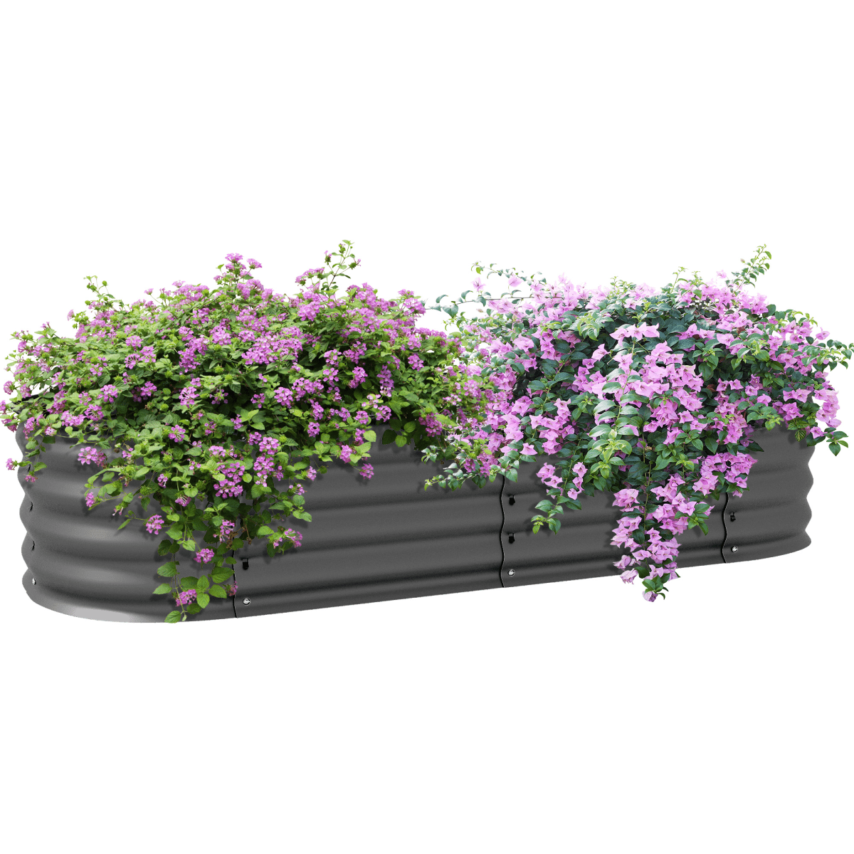 Outsunny Galvanised Raised Garden Bed Planter Box with Safety Edging, Dark Grey - plants - express.com