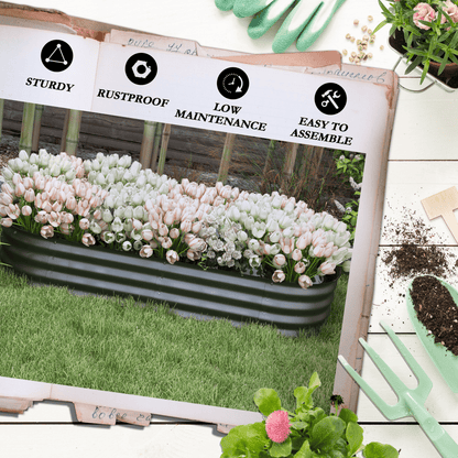 Outsunny Galvanised Raised Garden Bed Planter Box with Safety Edging, Dark Grey - plants - express.com