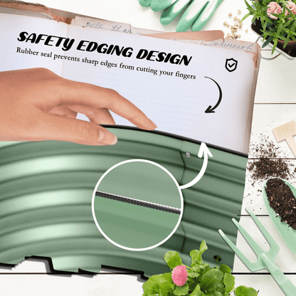 Outsunny Galvanised Raised Garden Bed Planter Box with Safety Edging, Green - plants - express.com