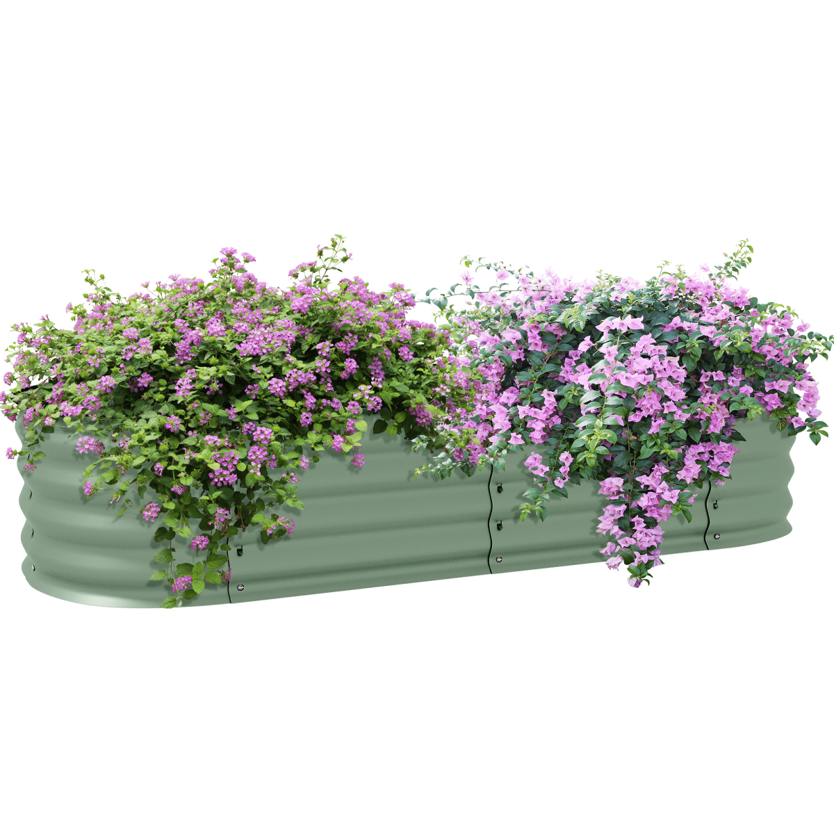 Outsunny Galvanised Raised Garden Bed Planter Box with Safety Edging, Green - plants - express.com