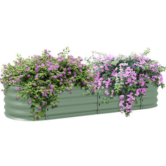 Outsunny Galvanised Raised Garden Bed Planter Box with Safety Edging, Green - plants - express.com