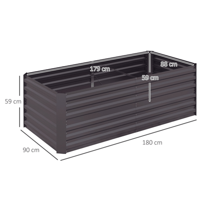 Outsunny Galvanised Steel Outdoor Raised Bed w/ Reinforced Rods, Dark Grey - plants - express.com
