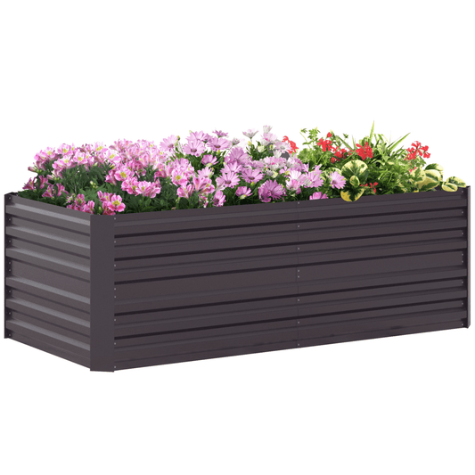 Outsunny Galvanised Steel Outdoor Raised Bed w/ Reinforced Rods, Dark Grey - plants - express.com