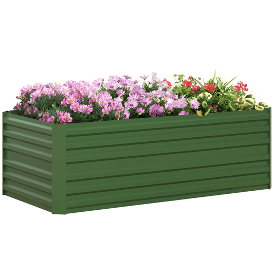 Outsunny Galvanised Steel Outdoor Raised Bed w/ Reinforced Rods, Green - plants - express.com