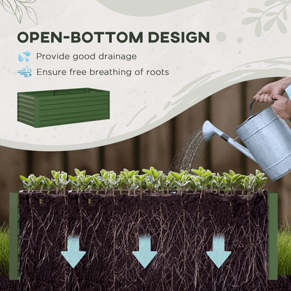 Outsunny Galvanised Steel Outdoor Raised Bed w/ Reinforced Rods, Green - plants - express.com