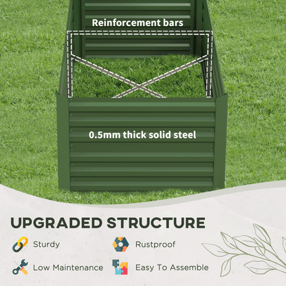 Outsunny Galvanised Steel Outdoor Raised Bed w/ Reinforced Rods, Green - plants - express.com