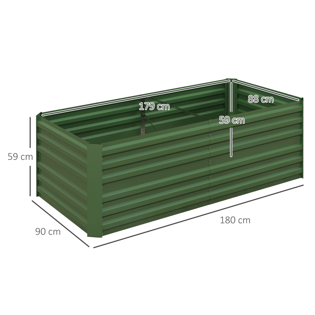 Outsunny Galvanised Steel Outdoor Raised Bed w/ Reinforced Rods, Green - plants - express.com