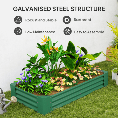 Outsunny Galvanized Raised Garden Bed - 180x90x30cm for Thriving Plants! - plants - express.com