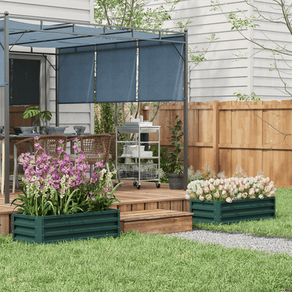 Outsunny Galvanized Steel Raised Planter Box Set - Rustic Outdoor Garden Duo - plants - express.com