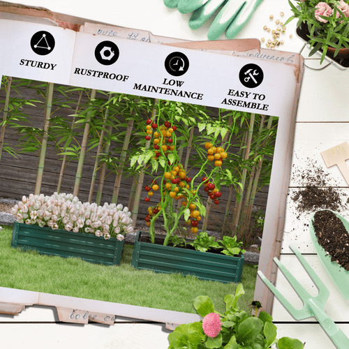 Outsunny Galvanized Steel Raised Planter Box Set - Rustic Outdoor Garden Duo - plants - express.com