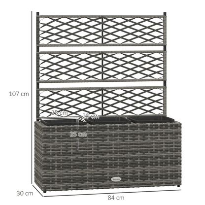 Outsunny Garden PE Rattan Planter Box with Trellis Raised Bed, 84x30x107cm - plants - express.com
