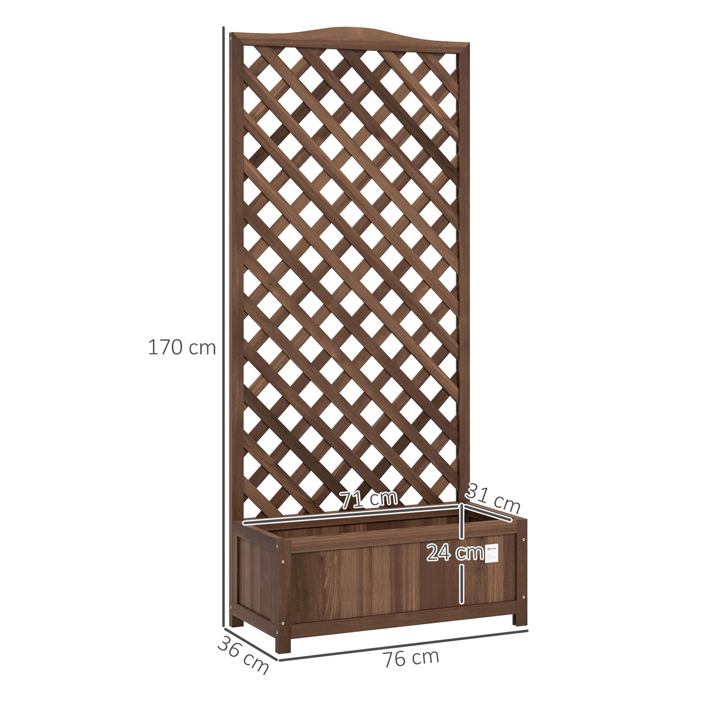 Outsunny Garden Wooden Planter Box with Trellis Flower Raised Bed Dark Brown - plants - express.com