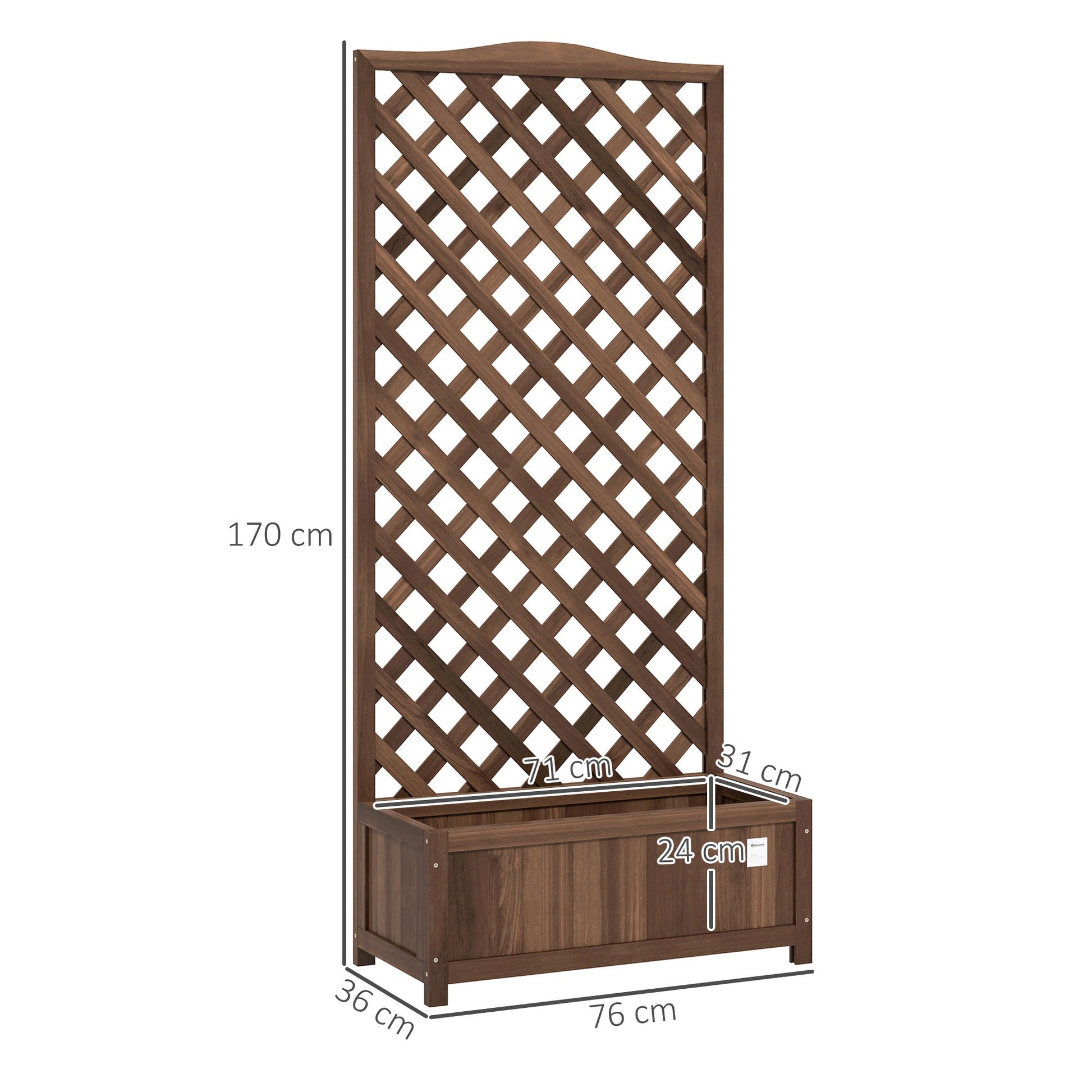 Outsunny Garden Wooden Planter Box with Trellis Flower Raised Bed Dark Brown - plants - express.com