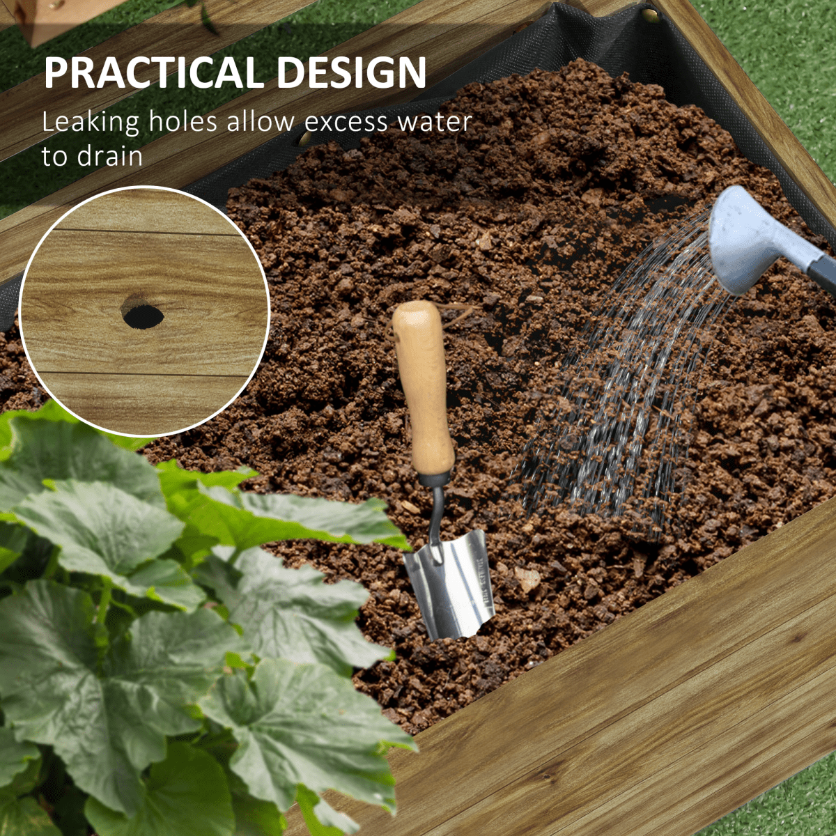Outsunny Garden Wooden Trellis Planter Box Raised Bed w/ 4 Wheels, Natural - plants - express.com