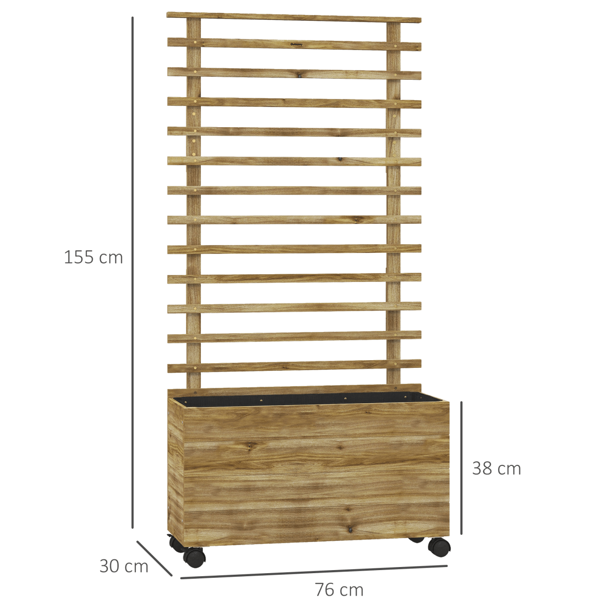 Outsunny Garden Wooden Trellis Planter Box Raised Bed w/ 4 Wheels, Natural - plants - express.com
