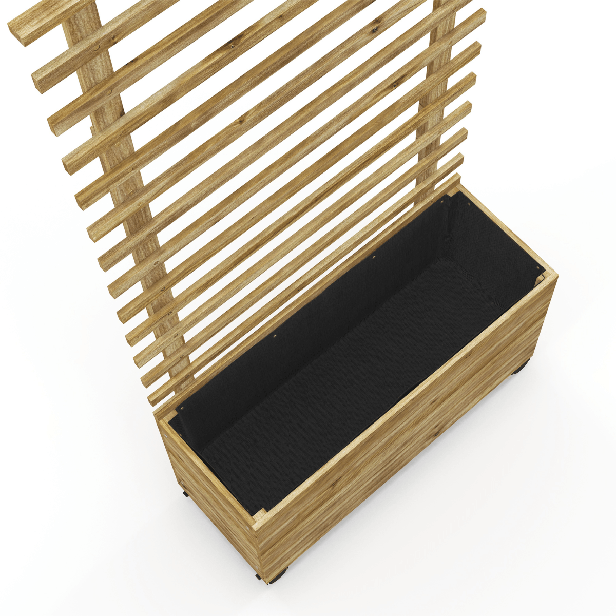 Outsunny Garden Wooden Trellis Planter Box Raised Bed w/ 4 Wheels, Natural - plants - express.com