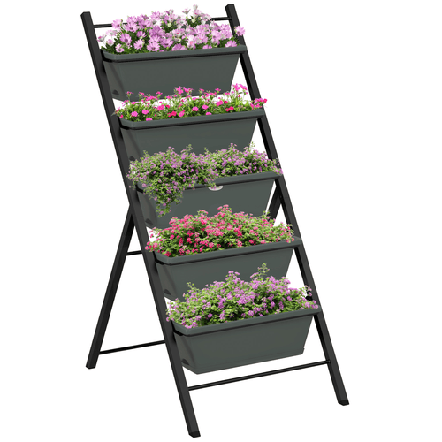 Outsunny Indoor Outdoor Vertical Raised Garden Bed with 5 Removable Tray - plants - express.com