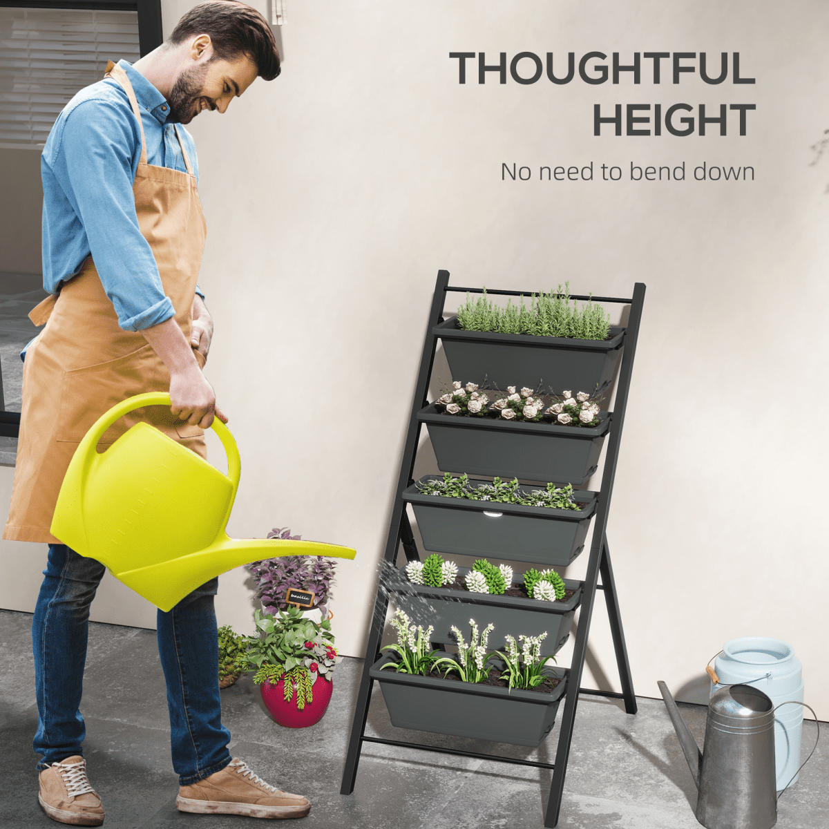 Outsunny Indoor Outdoor Vertical Raised Garden Bed with 5 Removable Tray - plants - express.com